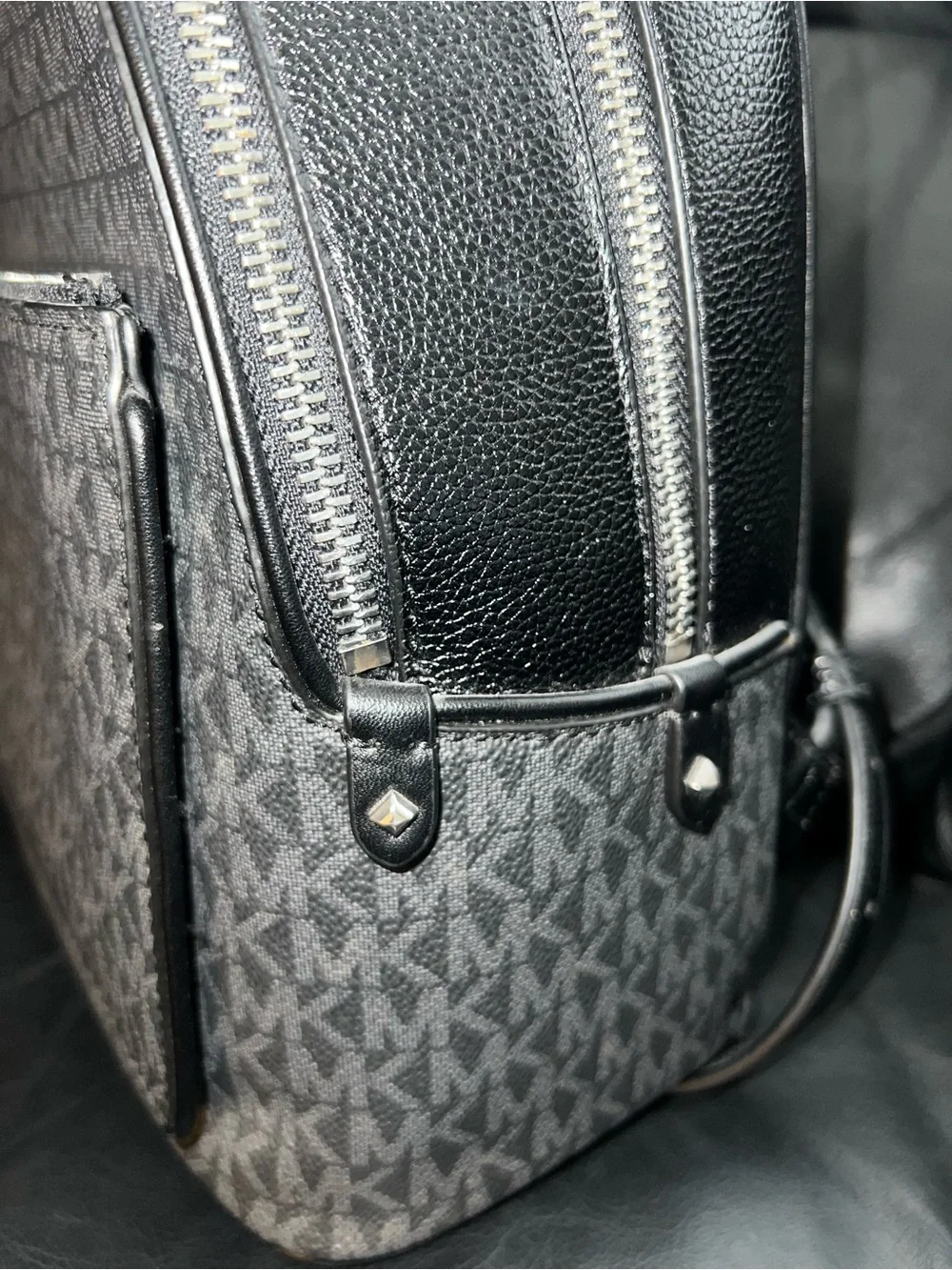 Michael Kors Black & Gray Signature Backpack
